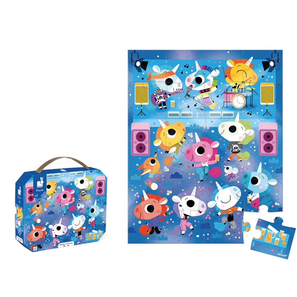 Janod Puzzles Fabriqués En France|Puzzles 20 À 49 Pièces*Puzzle Concert Rock Licornes 24 pièces