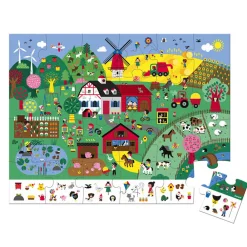 Janod Tracteurs & Animaux De La Ferme|Puzzles Fabriqués En France*Puzzle d'observation La Ferme 24 pièces