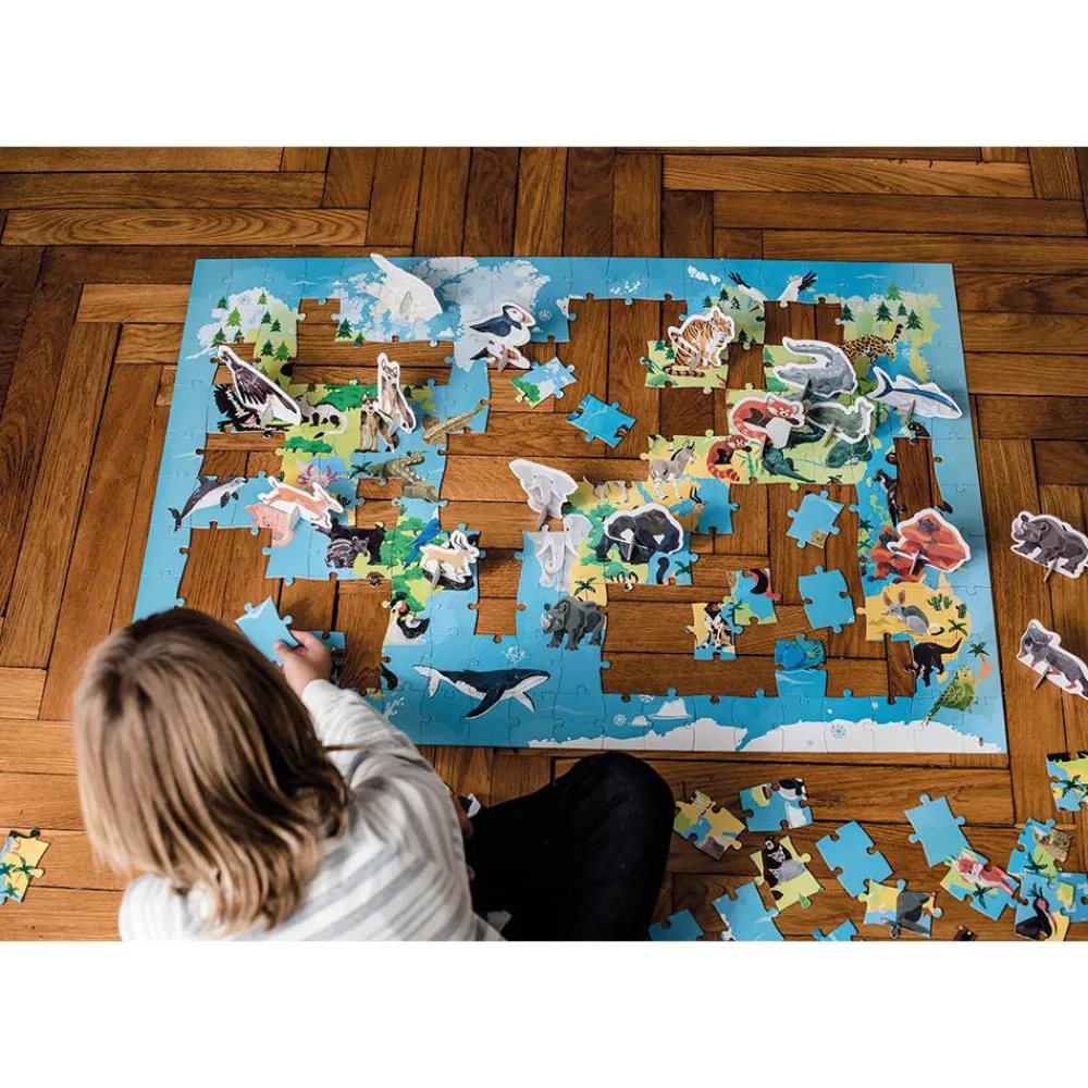 Janod Jeux Éducatifs Primaire|Jeux Éducatifs Science & Géographie*Puzzle Educatif Géant Les Animaux Menacés 200 pièces