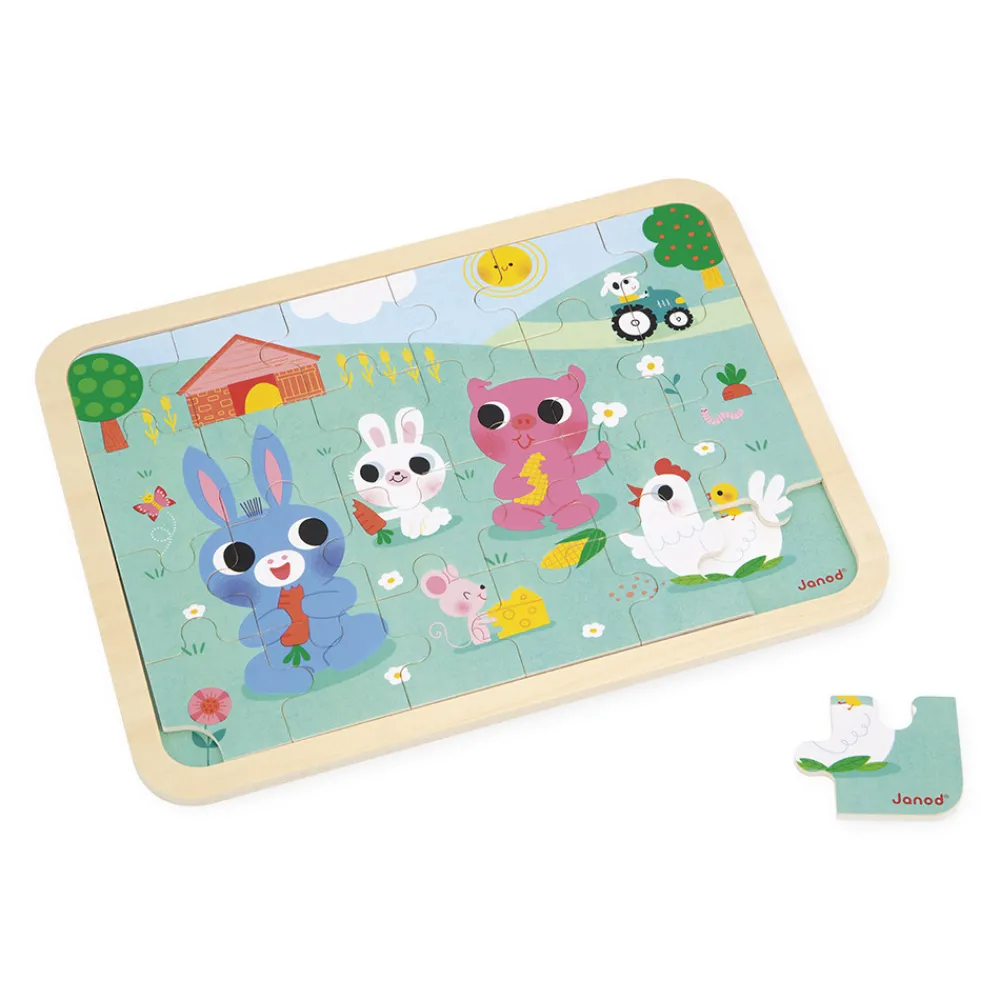 Janod Tracteurs & Animaux De La Ferme|Puzzles En Bois Premier Âge*Puzzle en bois A la ferme 24 pièces
