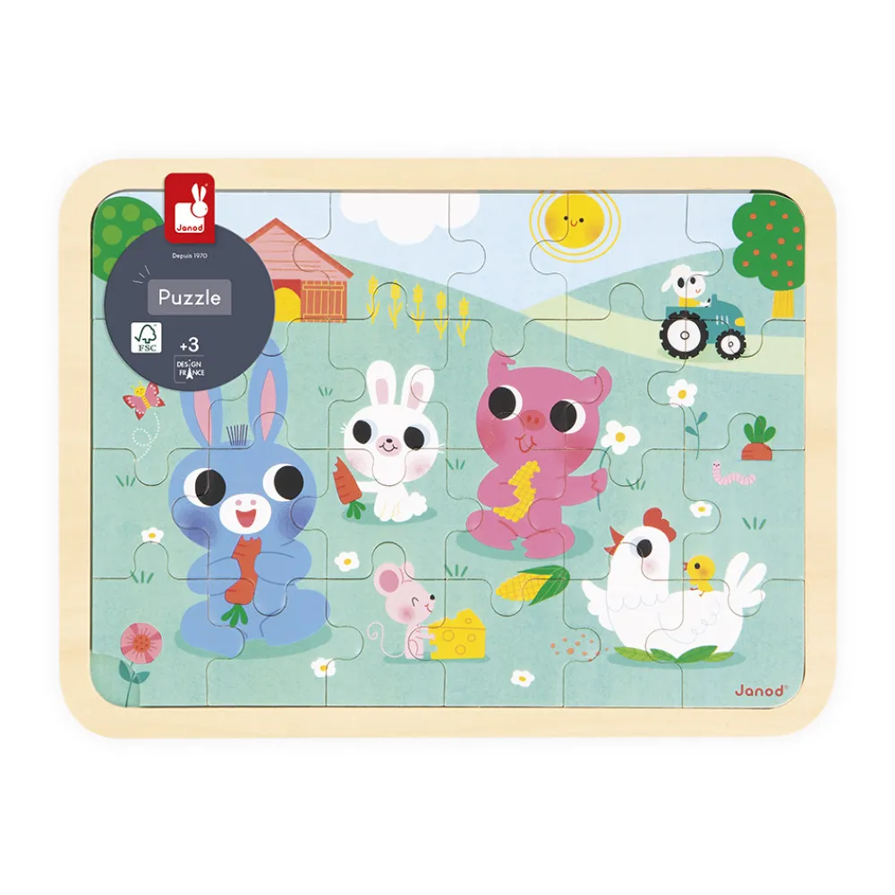 Janod Tracteurs & Animaux De La Ferme|Puzzles En Bois Premier Âge*Puzzle en bois A la ferme 24 pièces