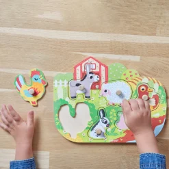 Janod Tracteurs & Animaux De La Ferme|Puzzles En Bois Premier Âge*Puzzle Happy Farm 6 pièces