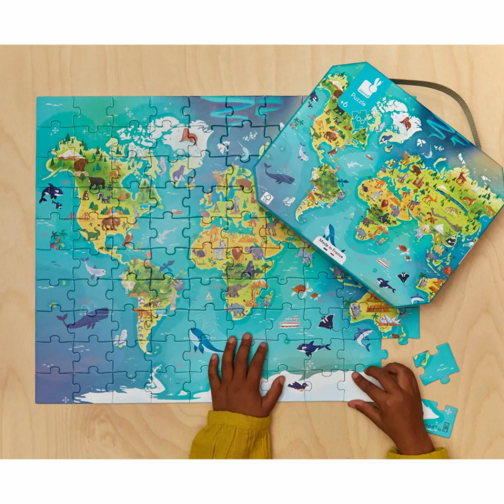 Janod Puzzles Fabriqués En France|Puzzles 50 À 149 Pièces*Puzzle Monde 100 pièces