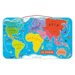 Janod Jeux Éducatifs Primaire|Jeux Éducatifs Science & Géographie*Puzzle Monde Magnétique 92 pièces