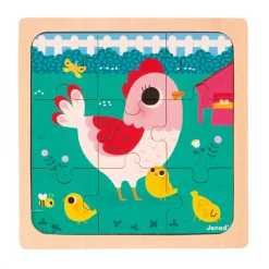 Janod Tracteurs & Animaux De La Ferme|Puzzles En Bois Premier Âge*Puzzle Poulette Henriette