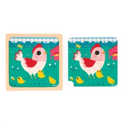 Janod Tracteurs & Animaux De La Ferme|Puzzles En Bois Premier Âge*Puzzle Poulette Henriette