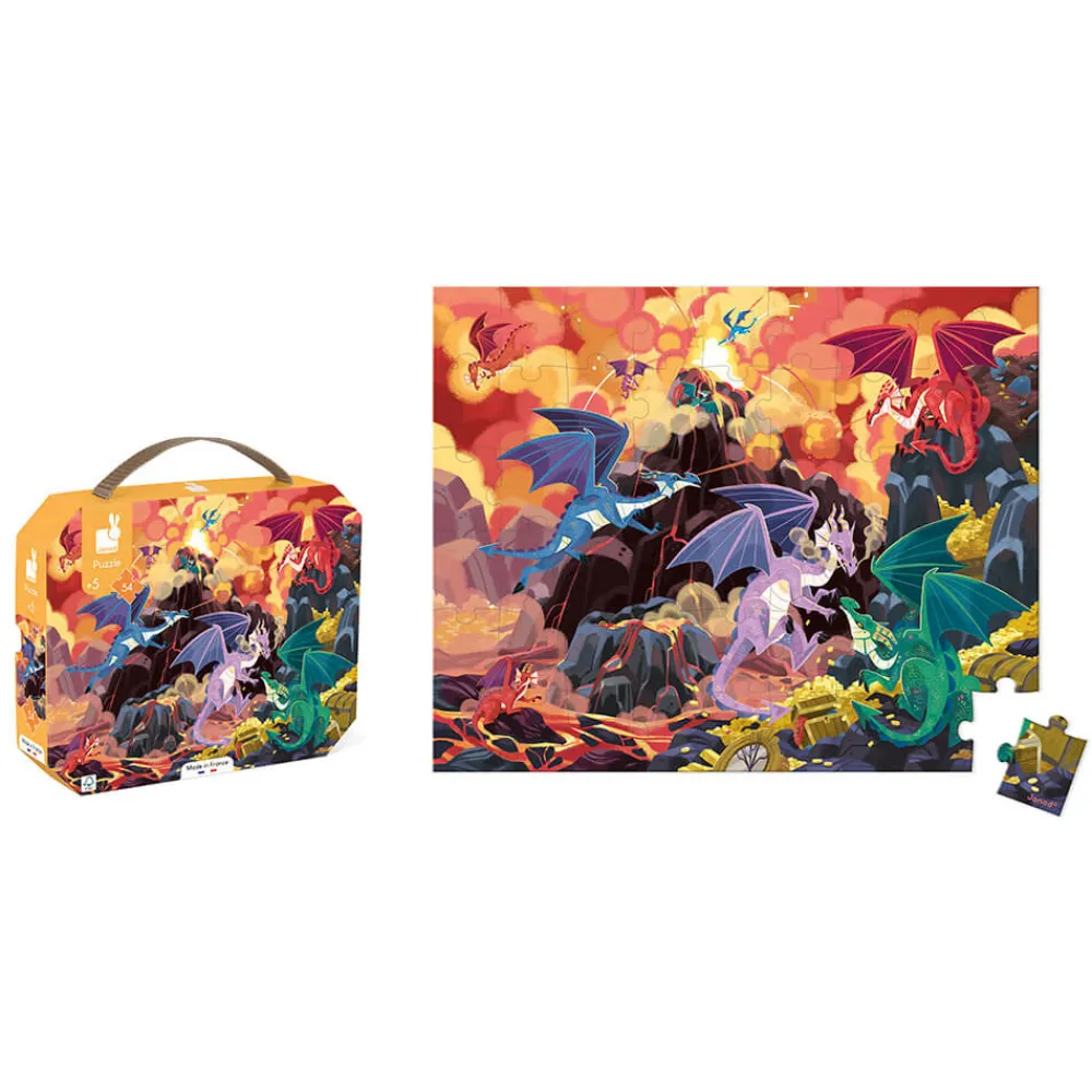 Janod Puzzles Fabriqués En France|Puzzles 50 À 149 Pièces*Puzzle Terre de Dragons 54 pièces
