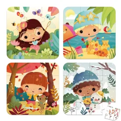 Janod Puzzles Fabriqués En France|Puzzles 20 À 49 Pièces*Puzzles Évolutifs 4 Saisons - 4 puzzles