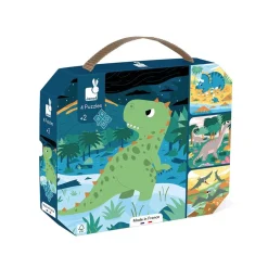 Janod Puzzles Fabriqués En France|Puzzles 20 À 49 Pièces*Puzzles Évolutifs Dinosaures - 4 puzzles