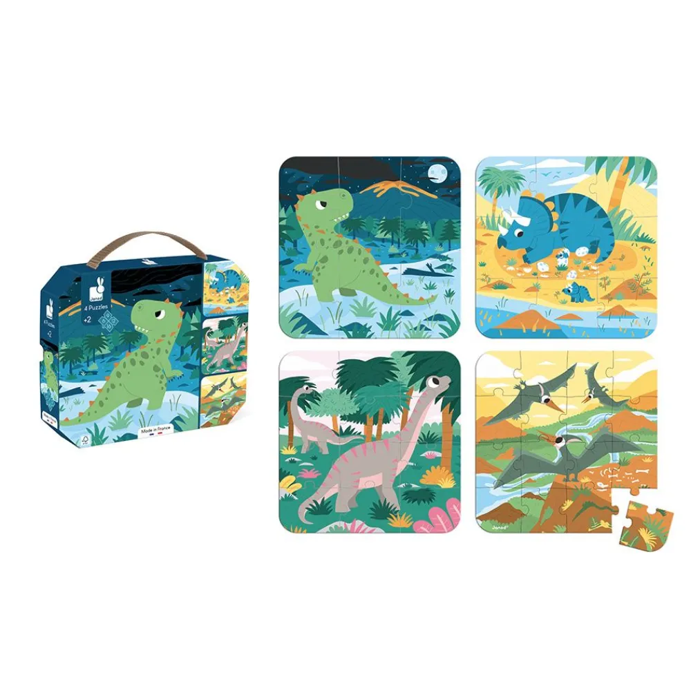 Janod Puzzles Fabriqués En France|Puzzles 20 À 49 Pièces*Puzzles Évolutifs Dinosaures - 4 puzzles