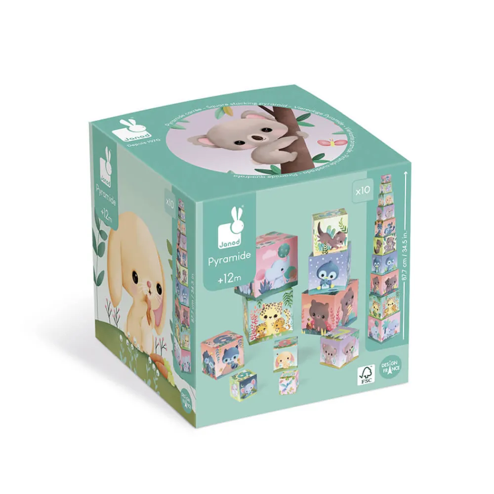 Janod Cubes & Pyramides|Manipulation & Encastrement*Pyramide carrée les Animaux Tous Mignons