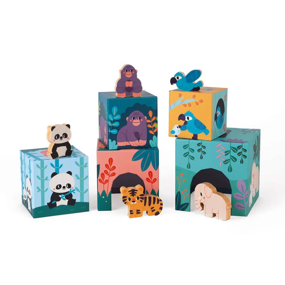 Janod Cubes & Pyramides|Manipulation & Encastrement*Pyramide en carton et figurines en bois Les Animaux - Partenariat WWF®