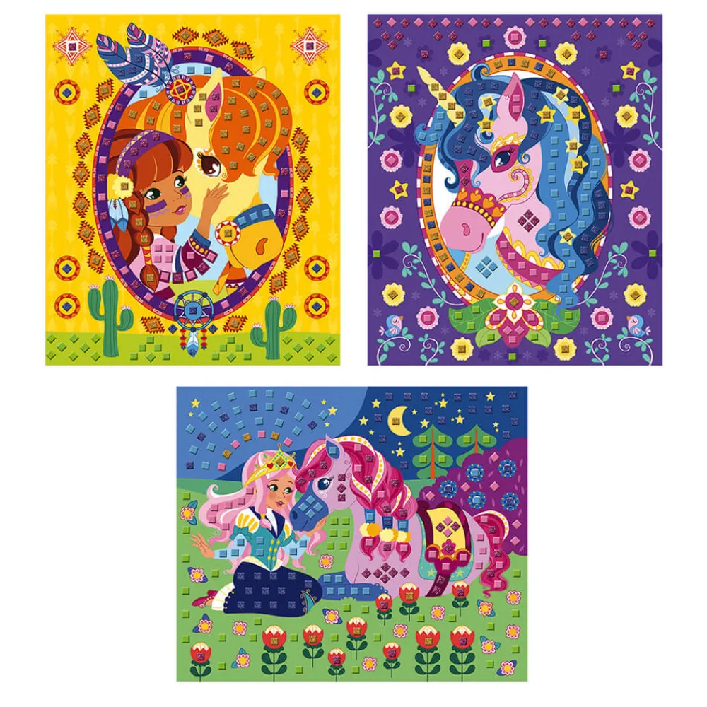Janod Mosaïques & Gommettes|Collection "Les Ateliers Du Calme"*Set Créatif Mosaïques en Mousse Poneys et Licornes