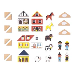 Janod Jeux De Construction|Tracteurs & Animaux De La Ferme*Set de 34 cubes en bois Campagne - Cross Roads