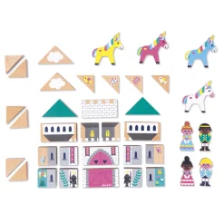 Janod Jeux De Construction|Cubes & Pyramides*Set de 37 cubes en bois Royaume enchanté - Cross Roads