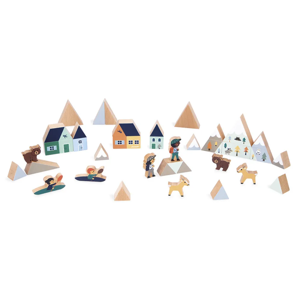 Janod Jeux De Construction|Cubes & Pyramides*Set de 35 cubes en bois Vallée blanche - Cross Roads