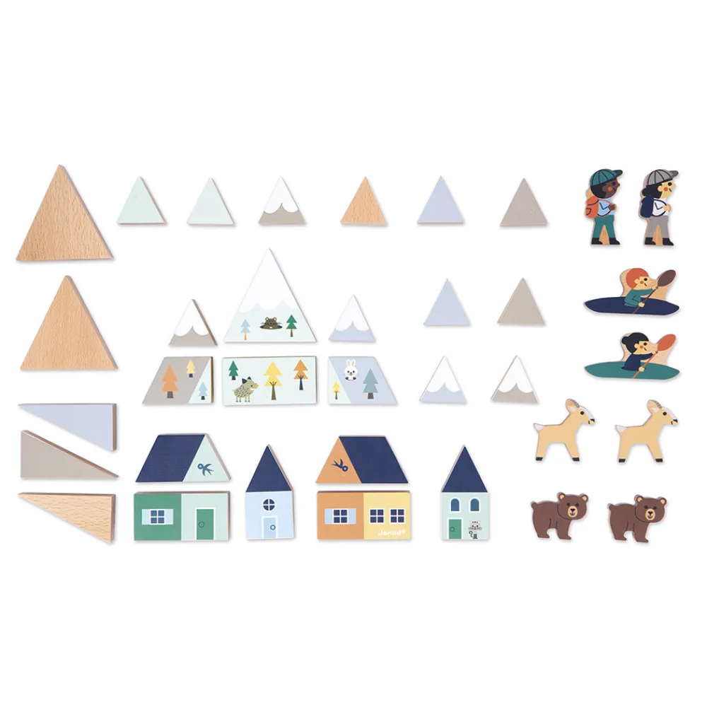 Janod Jeux De Construction|Cubes & Pyramides*Set de 35 cubes en bois Vallée blanche - Cross Roads