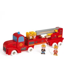 Janod Caserne & Véhicules De Pompiers*Story - Camion de Pompiers Géant (bois)