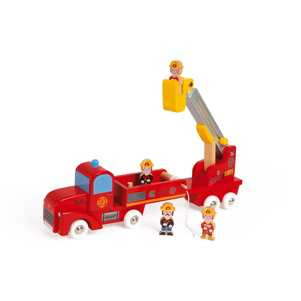 Janod Caserne & Véhicules De Pompiers*Story - Camion de Pompiers Géant (bois)