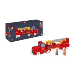 Janod Caserne & Véhicules De Pompiers*Story - Camion de Pompiers Géant (bois)