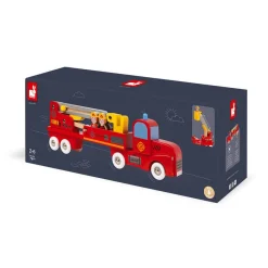 Janod Caserne & Véhicules De Pompiers*Story - Camion de Pompiers Géant (bois)