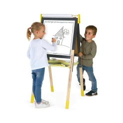 Janod Tableaux, Ardoises & Magnets|Jeux Éducatifs Primaire*Tableau Réglable gris et Jaune (bois)