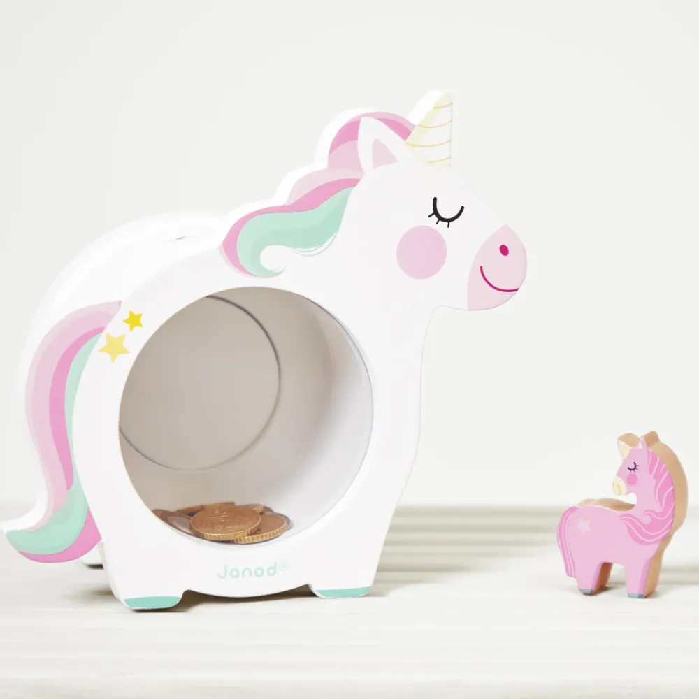 Janod Tapis & Déco*Tirelire Licorne en bois
