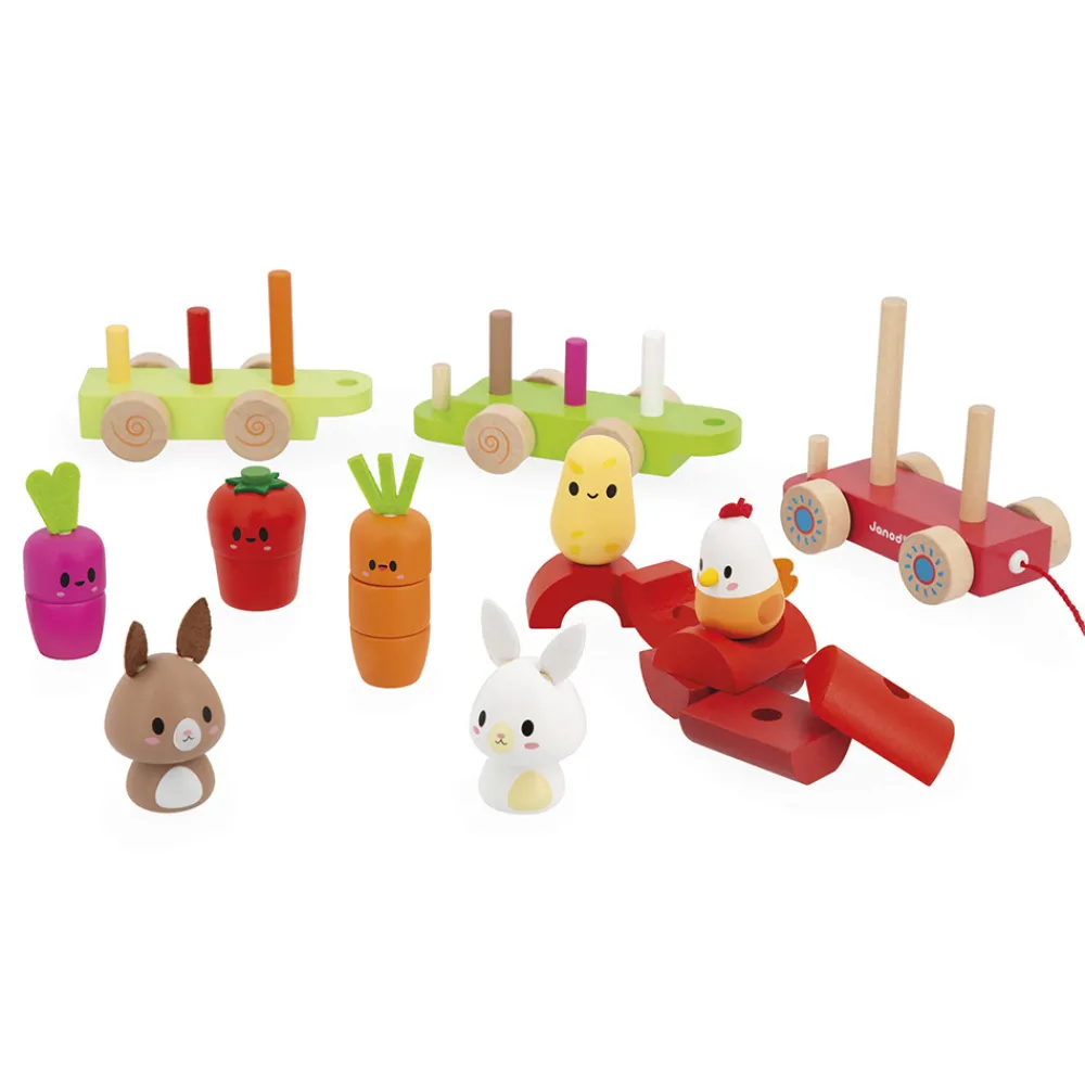Janod Tracteurs & Animaux De La Ferme|Jouets À Promener & À Pousser*Train à Tirer Ferme