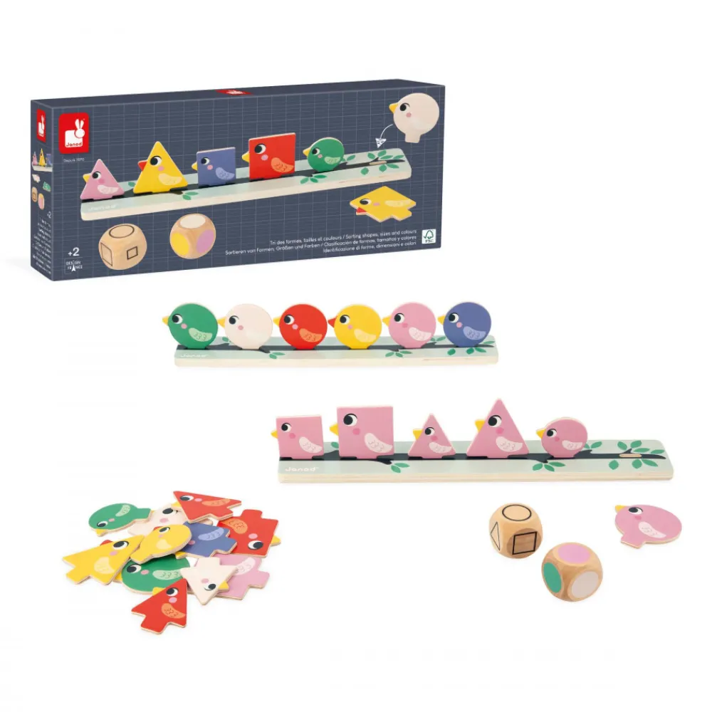 Janod Jeux Éducatifs Maternelle|Jeux Éducatifs Science & Géographie*Tri des Formes, Couleurs et Tailles - Les Oiseaux
