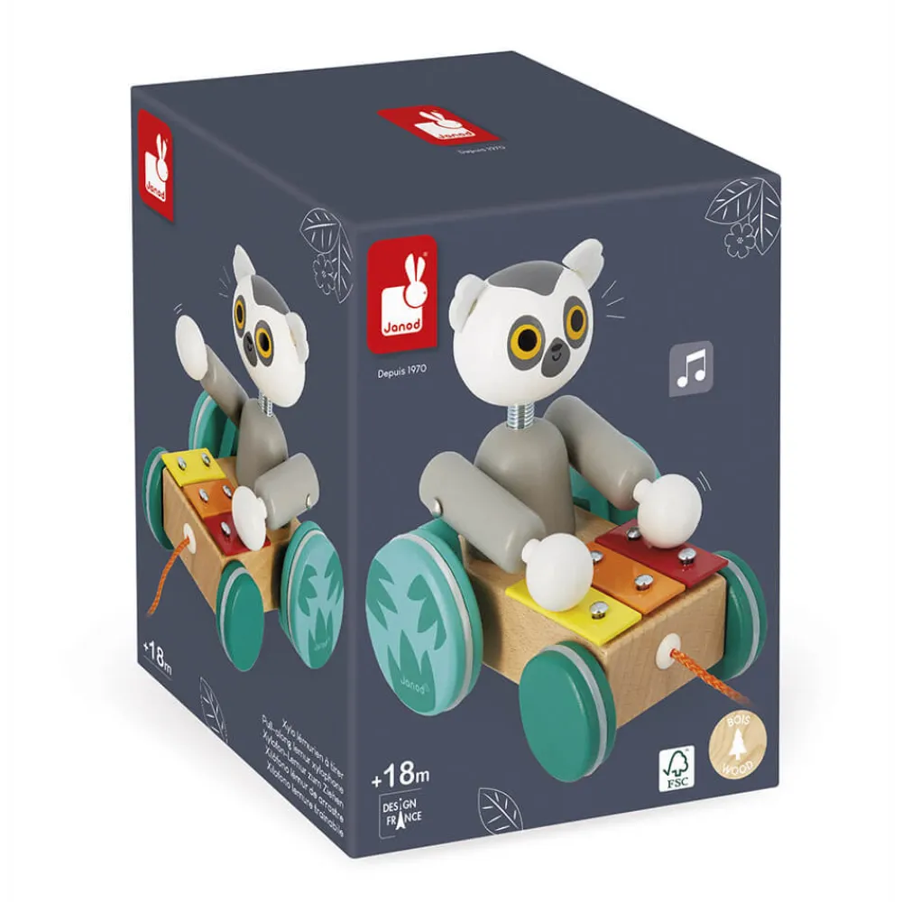Janod Manipulation & Encastrement|Jouets À Promener & À Pousser*Xylo Lémurien à Tirer Tropik