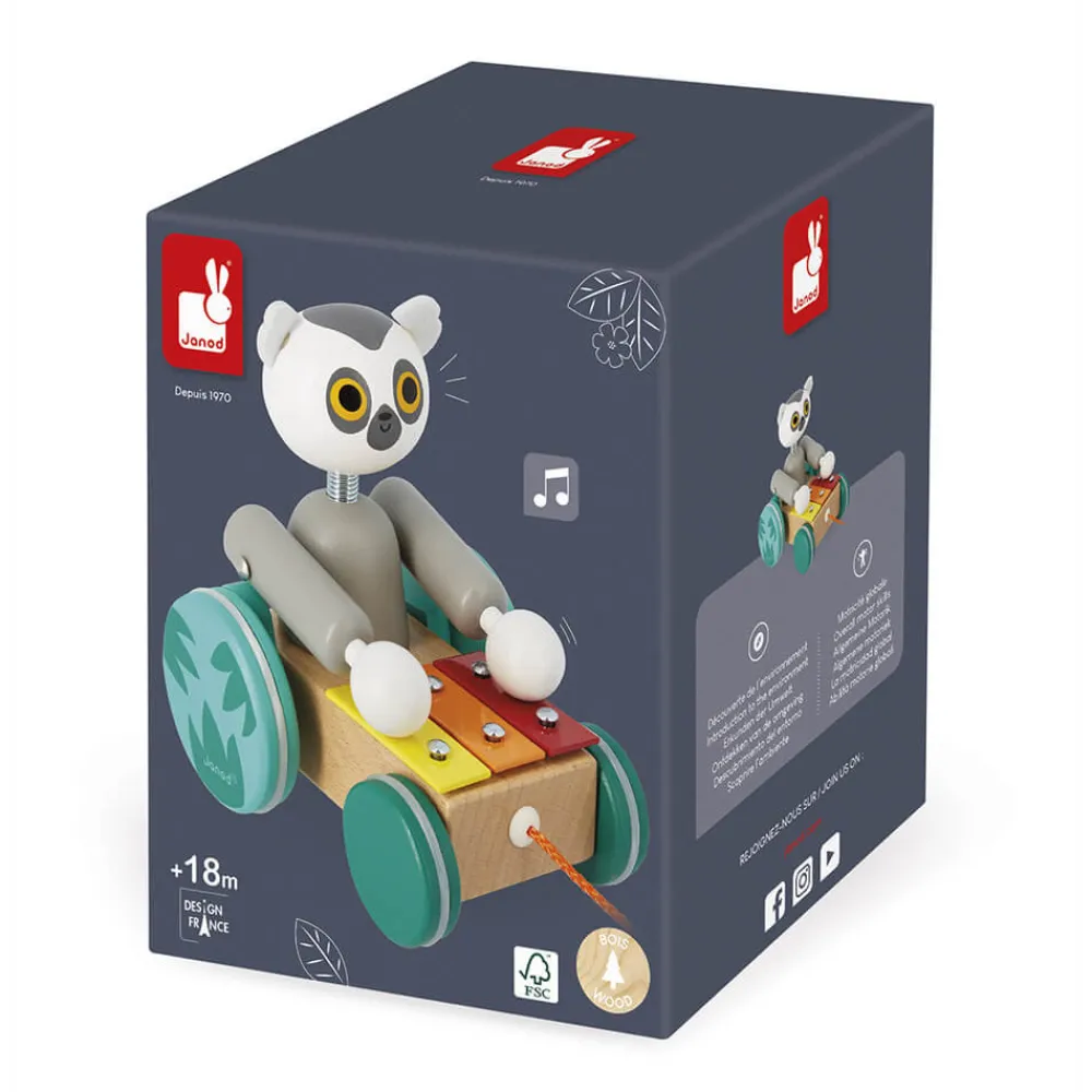 Janod Manipulation & Encastrement|Jouets À Promener & À Pousser*Xylo Lémurien à Tirer Tropik